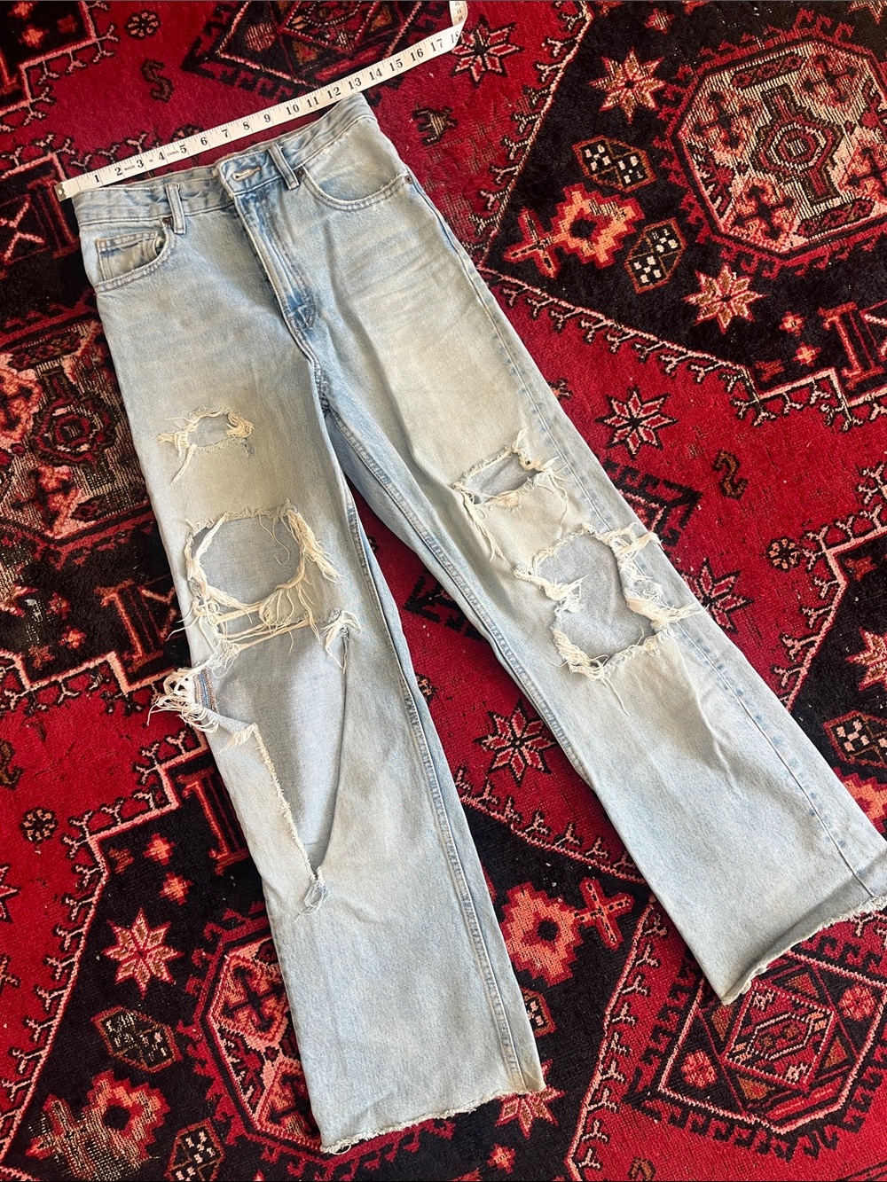 Zara destroyed wide leg jeans